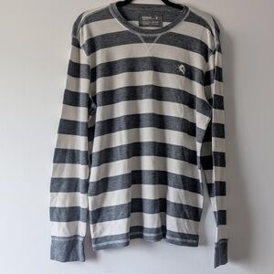 Express Men's Long Sleeve Striped Tee - Black and White